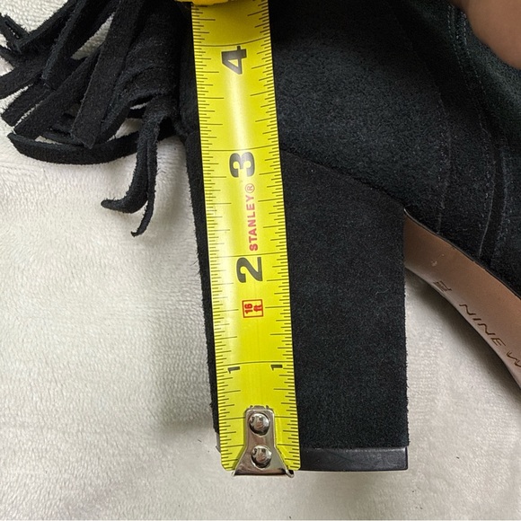 Nine West Jayden suede leather Heeled boots Size 7.5 Fringe Pull On Cowgirl Boho - Picture 11 of 14